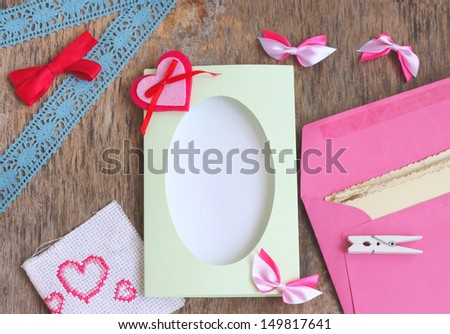 Love card heart romantic card vintage wooden background