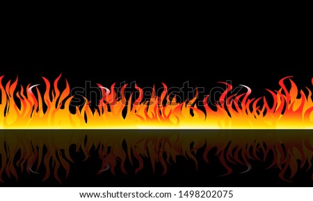 Burning flame on dark background.Vector illustration.