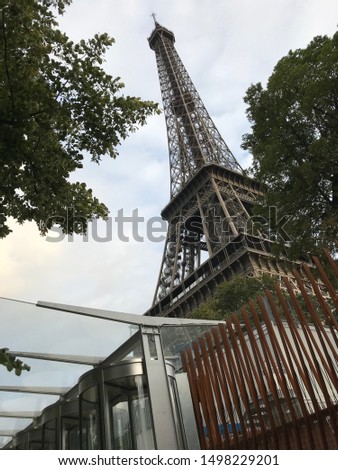 Dome video camera's and protection windows at Eiffel Tower Paris, France