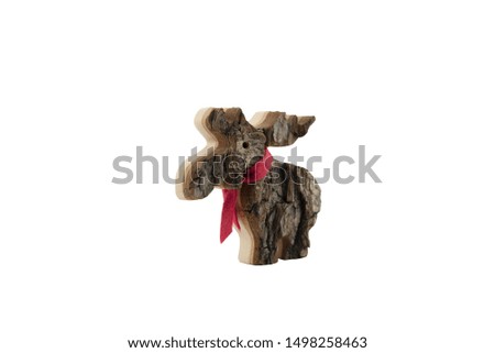 Wooden Elk toy. Isolated on white.