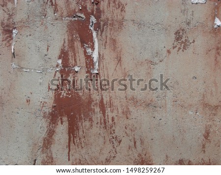 Grey grunge textured wall. Copy space.Background of old vintage dirty brick wall with peeling plaster, texture