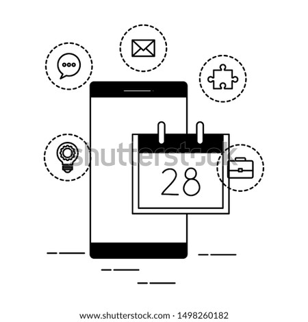 smartphone with calendar and social media icons