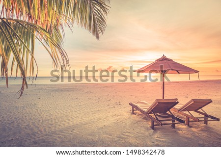 Amazing scenery, relaxing beach, tropical landscape background. Summer vacation travel holiday design. Luxury travel destination concept. Beach nature, travelling tourism landscape banner