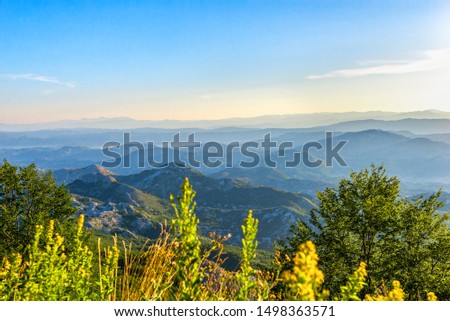 Mountain range of Montenegro at beautiful sunrise