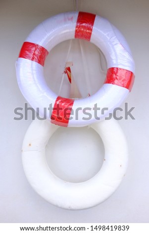 life preserver on swimming pool background