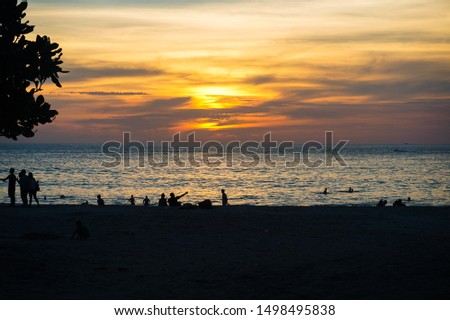 The Beach golden Sunset in thailand