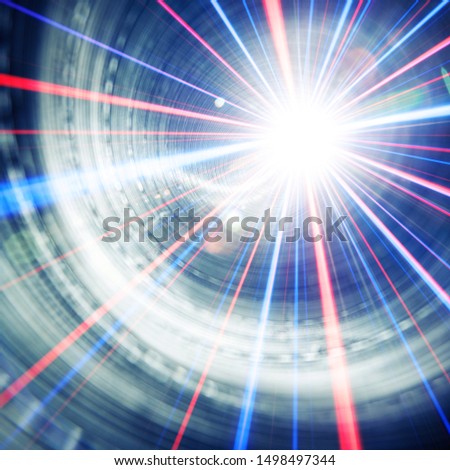 Abstract light beams, lasers, flares background