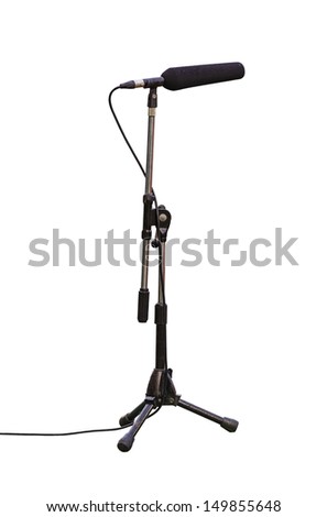 microphone boom for tv or radio for football match isolated on white background with clipping path