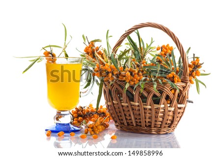 sea buckthorn tea in a cup on a white background