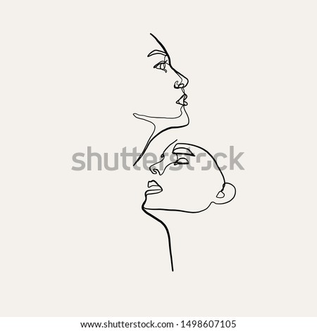Graphic one line woman face. Young model girl. Trendy symbol in minimal style. 