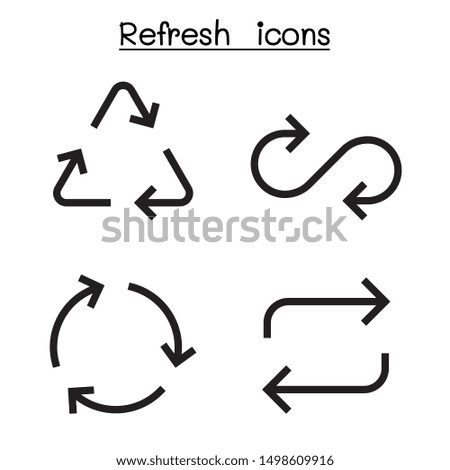 Refresh icon set in sharp corner style vector illustration graphic design