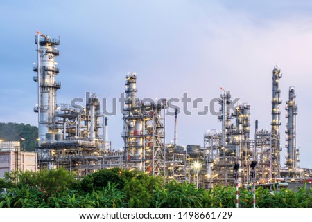 Morning view of oil​ refinery and petrochemical plants with cloudy backgrounds