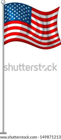 American flag on metal pole illustration