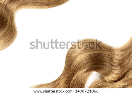 Natural brown hair isolated on white. Background, copy space