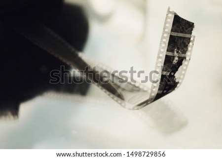 Close up of old photo film
