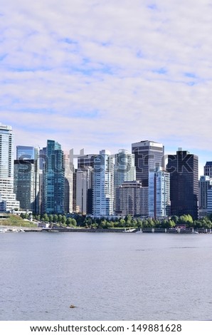 Vancouver skyline view in British Columbia, Canada