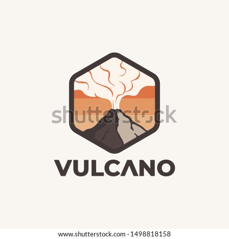 Mountain Volcano Badge logo design