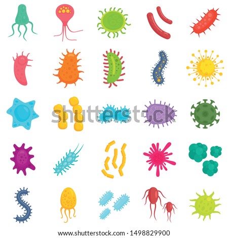 Bacteria icons set. Flat set of bacteria vector icons for web design Royalty-Free Stock Photo #1498829900