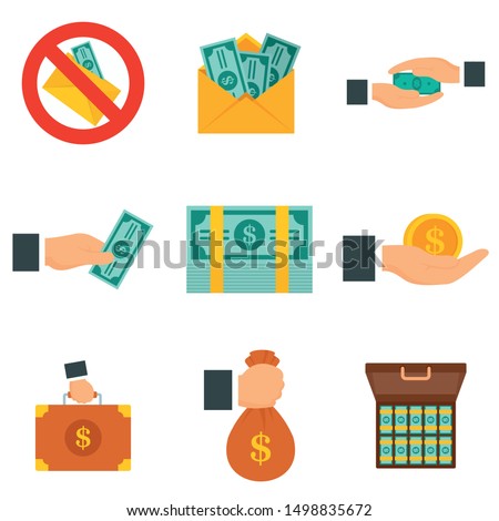 Bribery icon set. Flat set of bribery vector icons for web design Royalty-Free Stock Photo #1498835672