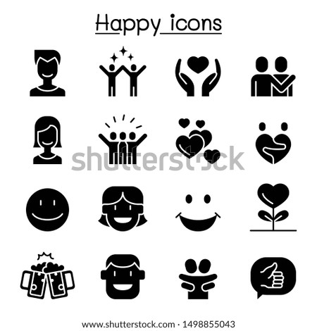 Happy icon set vector illustration graphic design