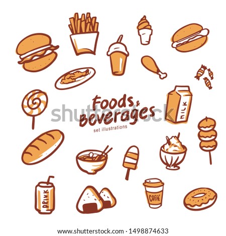 food and beverage set illustration