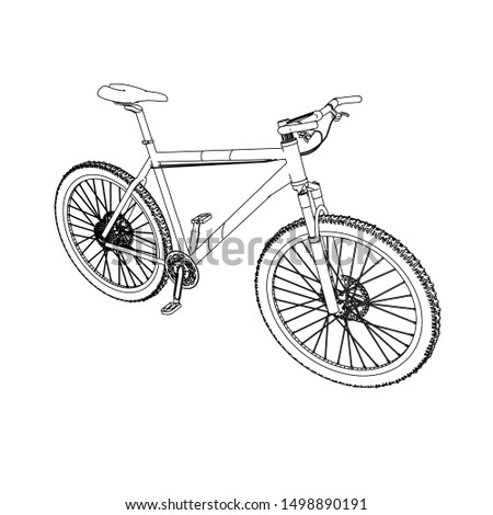 line art of bicycle. Coloring page - bicycle - illustration for the children