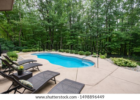 pool with a scenic view is clean and ready for swimmers Royalty-Free Stock Photo #1498896449