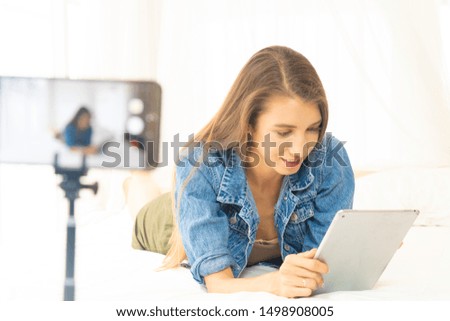 women using digital tablet and while video live streaming to teaching online class or selling product online