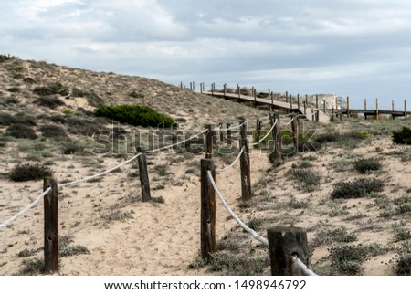  The Cami de Cavalls coastal walk near Son Bou in Minorca island.