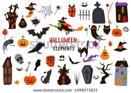 set of isolated halloween elements - vector illustration, eps