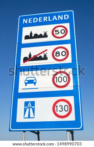 Dutch road sign: general speed limits (translation: Netherlands)