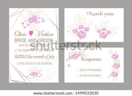 Vector cards with flowers,leaves and geometric. Botanic  Design for banner, wedding, poster, invitation, cover, placard, brochure, header.