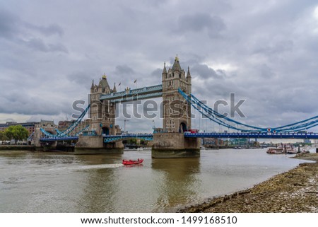 Tower Bridge on a gloomy day, London, England