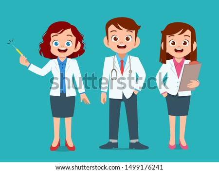 happy people wear doctor uniform