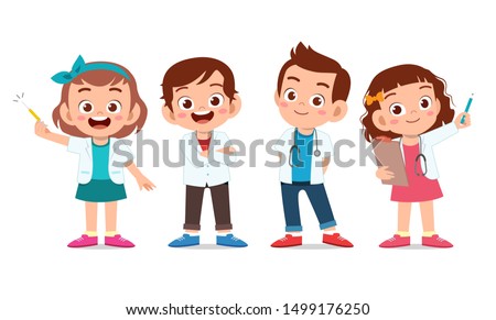 happy kids wear doctor uniform set