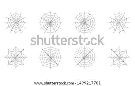 Set of spider web isolated on white background. Halloween spiderweb elements. Collection cobweb line style. illustration for any design.