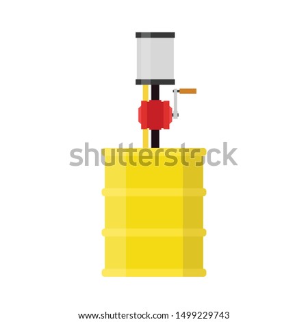 Hand pumping oil tank in shadow flat style isolated vector