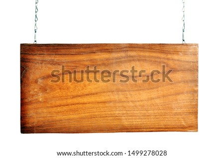 hanging wooden signs on metal chains as background empty

