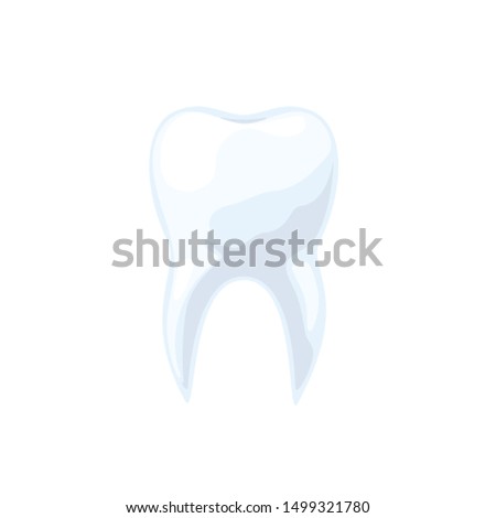 Tooth symbol isolated on white background. Dental clinic icon. Vector illustration in cartoon style