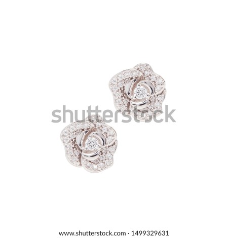 New fashion earrings with diamonds and gemstones isolated on white background pictures for advertising and online shop