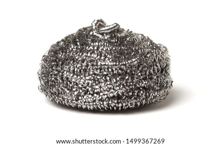 Metal sponge for cleaning and washing dishes stock photo