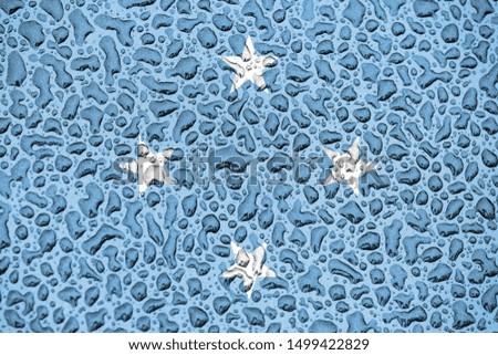 Micronesia national flag made of water drops. Background forecast season concept.