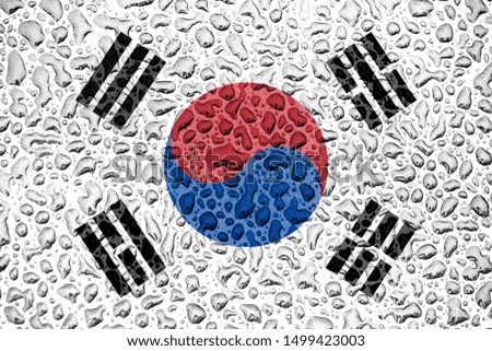South Korea national flag made of water drops. Background forecast season concept.