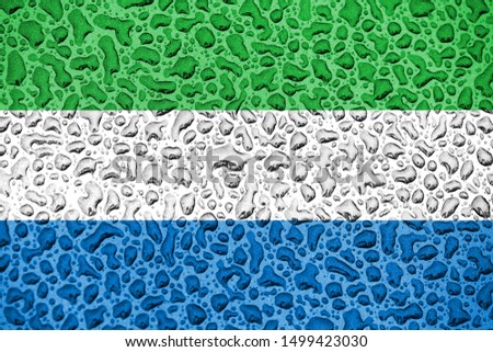 Sierra Leone national flag made of water drops. Background forecast season concept.