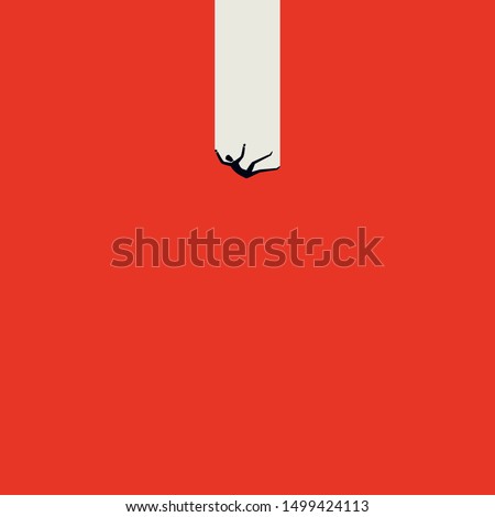 Business and financial crisis vector concept with businessman falling down the hole. Symbol of market crash, recession, bankruptcy and loss. Eps10 illustration. Royalty-Free Stock Photo #1499424113