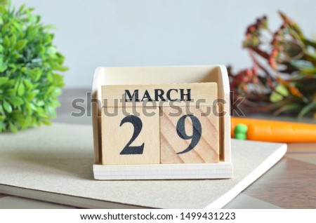 March Month, Appointment date with number cube design for background. Date 29.