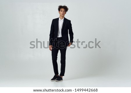 Handsome man curly hair charm office model