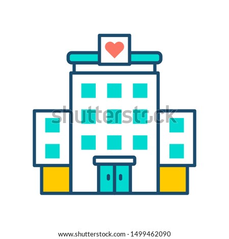 Hospital volunteering line color icon. Health care service element. 24 hours support sign. Palliative help symbol. Button UI/UX/GUI user interface. Isolated illustration. Vector clip art concept.