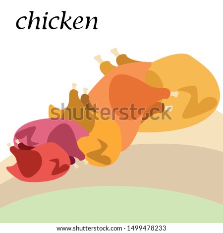 Chicken meat, cartoon, vector illustration, food background.