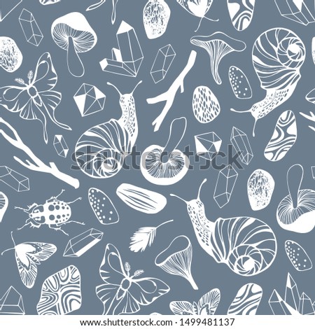 Mystic seamless pattern with occult objects. Vector background.